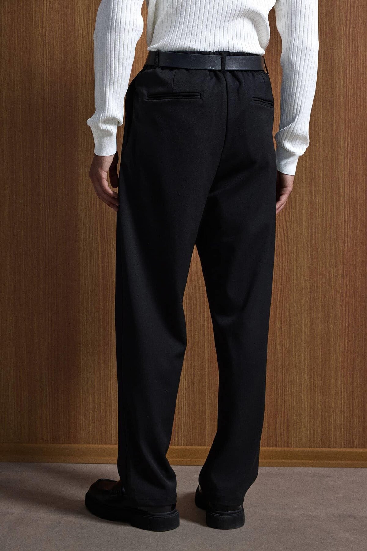 ablukaonline  Erkek Baggy Fit Kumaş Pantolon Siyah - Görsel 6