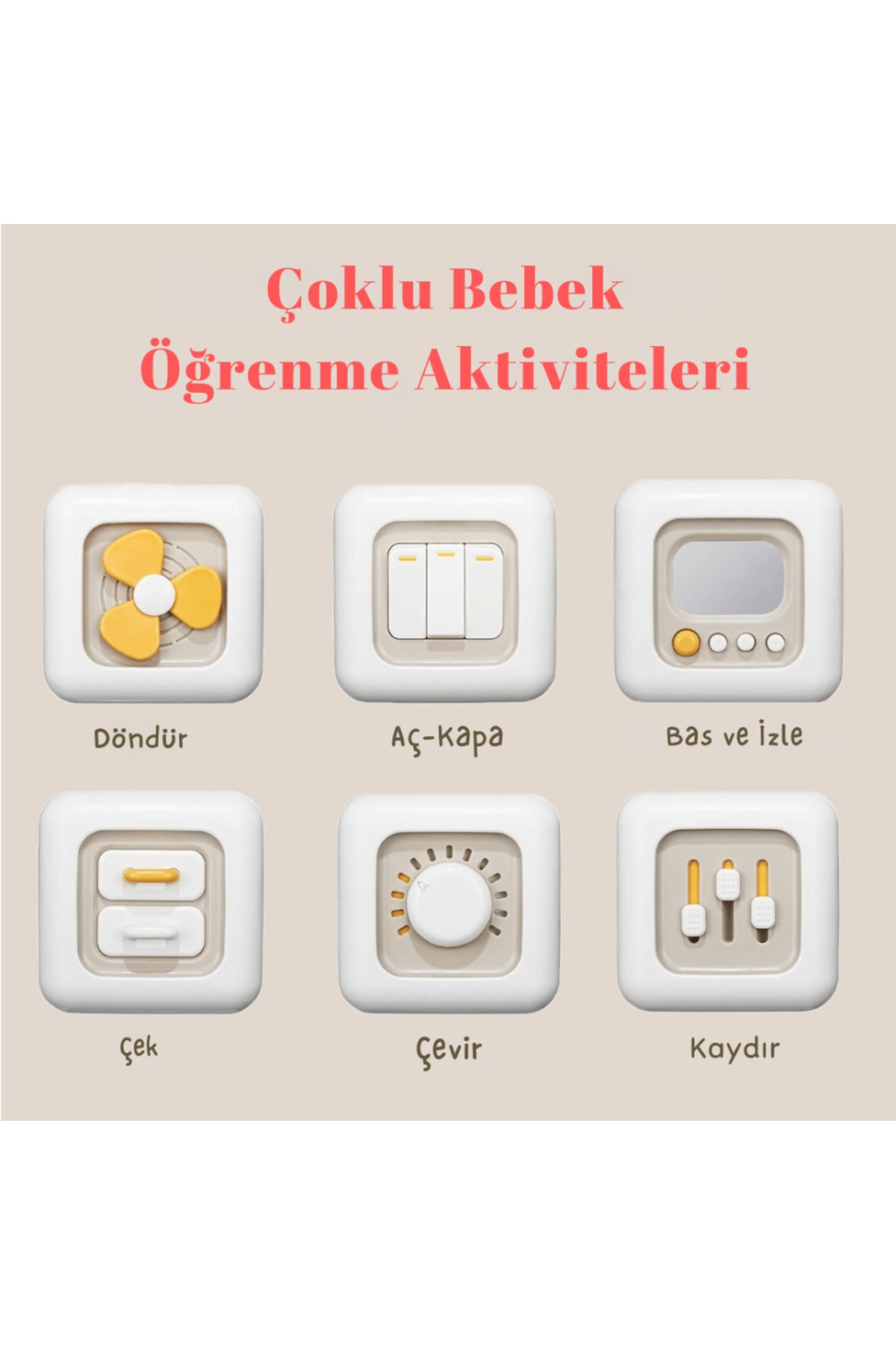 robokids Montessori 6'sı 1 Arada Eğitici Aktivite Küpü fotoğrafı 6 (önizleme)