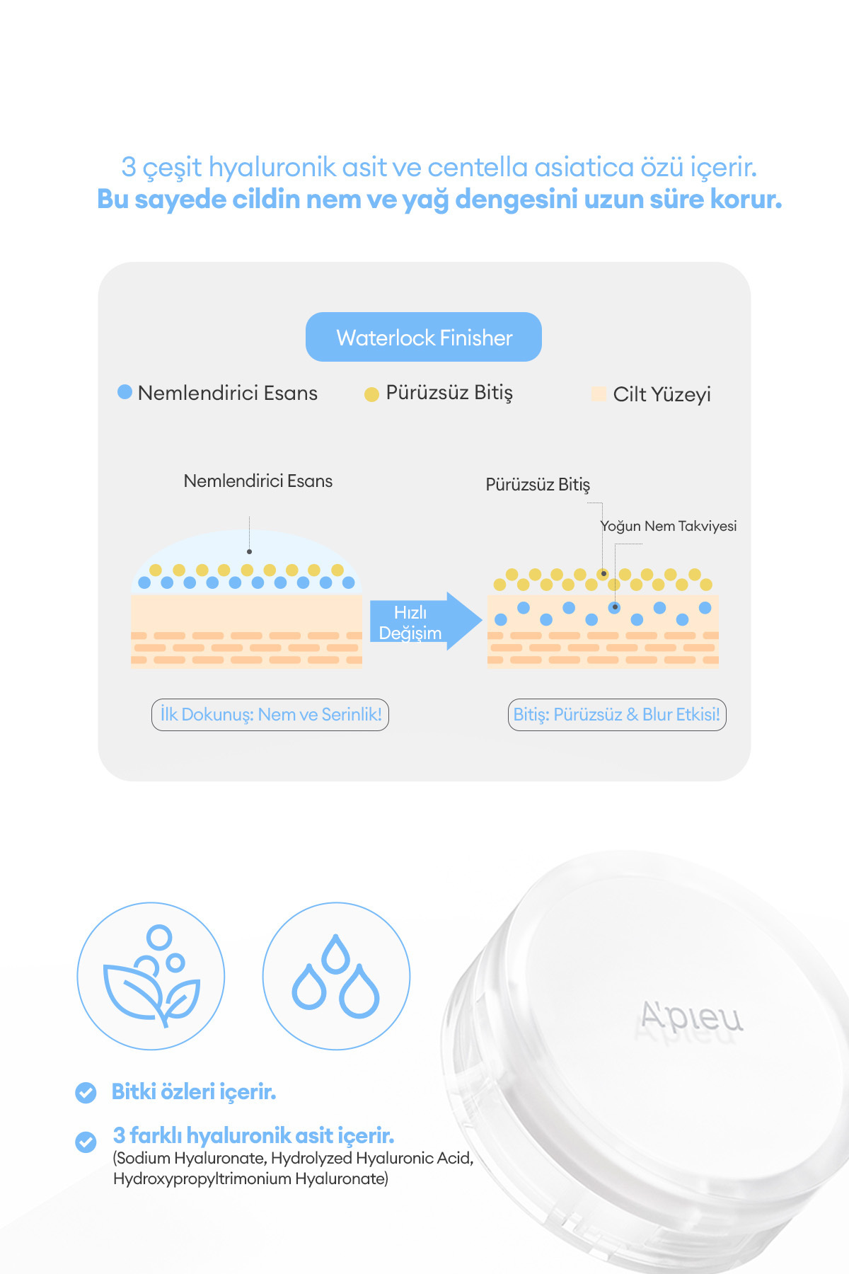 پودر مایع نوآورانه A'PIEU Waterlock Finisher با کنترل چربی و حاوی اسید هیالورونیک