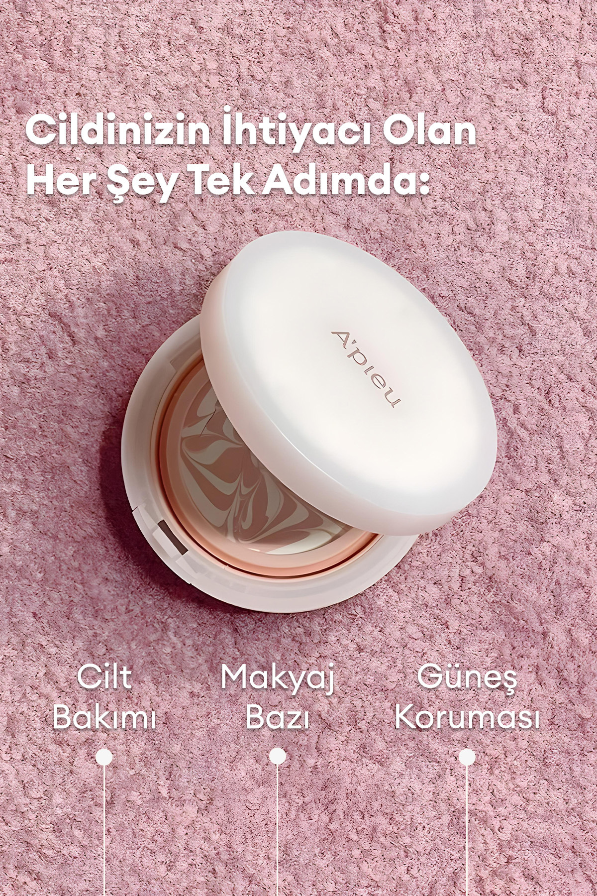Ton Eşitleyici Aydınlatıcı & Nemlendirici Makyaj Bazı Cushion A'PIEU Waterlock Skin Care Primer Pink — صورتی 8117 — تصویر 4 از 9