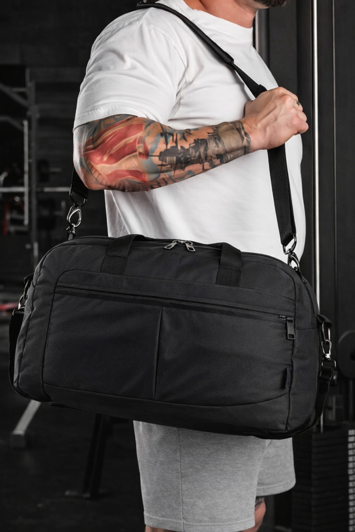 KAFF 00803 Siyah Omuz Askılı Seyahat Fitness ve Spor Çantası görsel 5