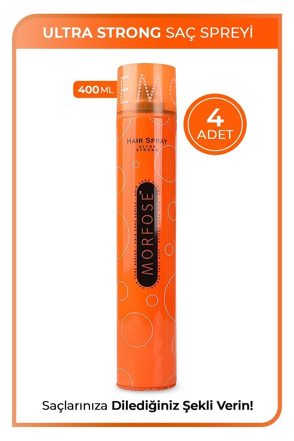 Saç Spreyi Turuncu 400ml Ultra Sert - Strong 4 Adet — 008698655380046 — تصویر 2 از 4