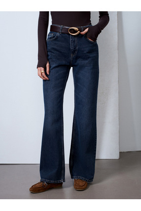 Dilvin 72123 %100 Pamuk Wide Leg Jean-Lacivert