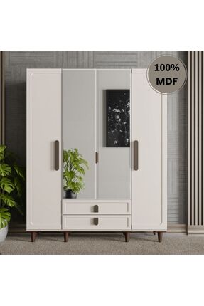comiet Himalaya ayaklı tasarım aynalı 4 kapak MDF Gardırop