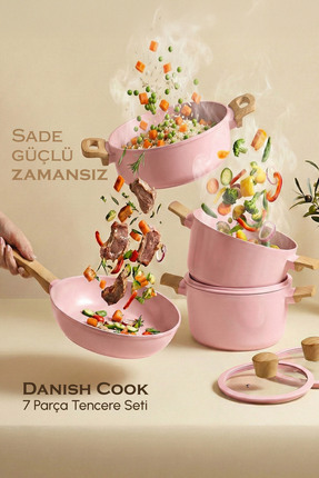 Perotti Danish Cook Pink İndüksiyon Tabanlı 7 Parça Tencere Seti