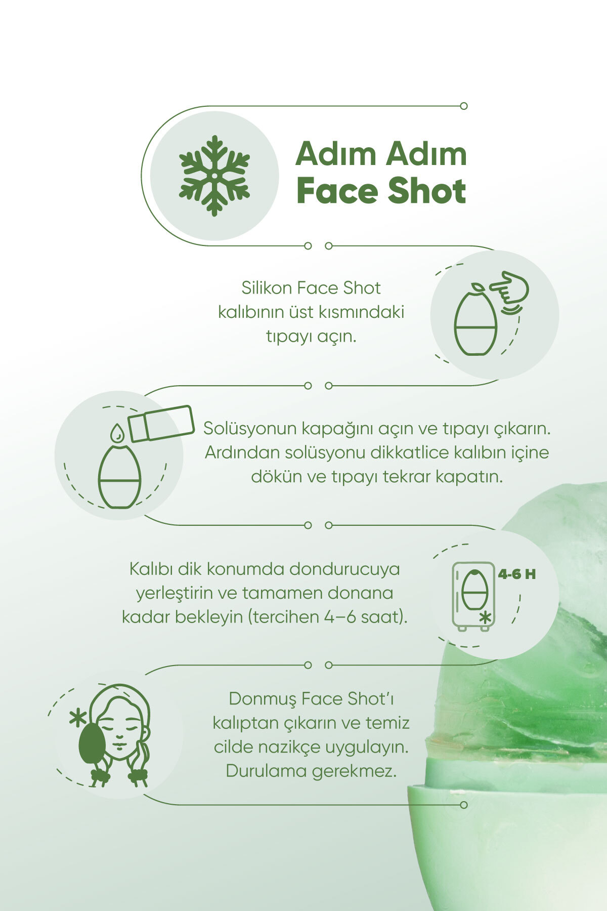 Green Face Shot - Frozen Face Essence 3'lü Set (ESSENCE BİLEKLİK HAVLU BUZ KALIBI) — Face Shot 3'lü set — تصویر 4 از 8