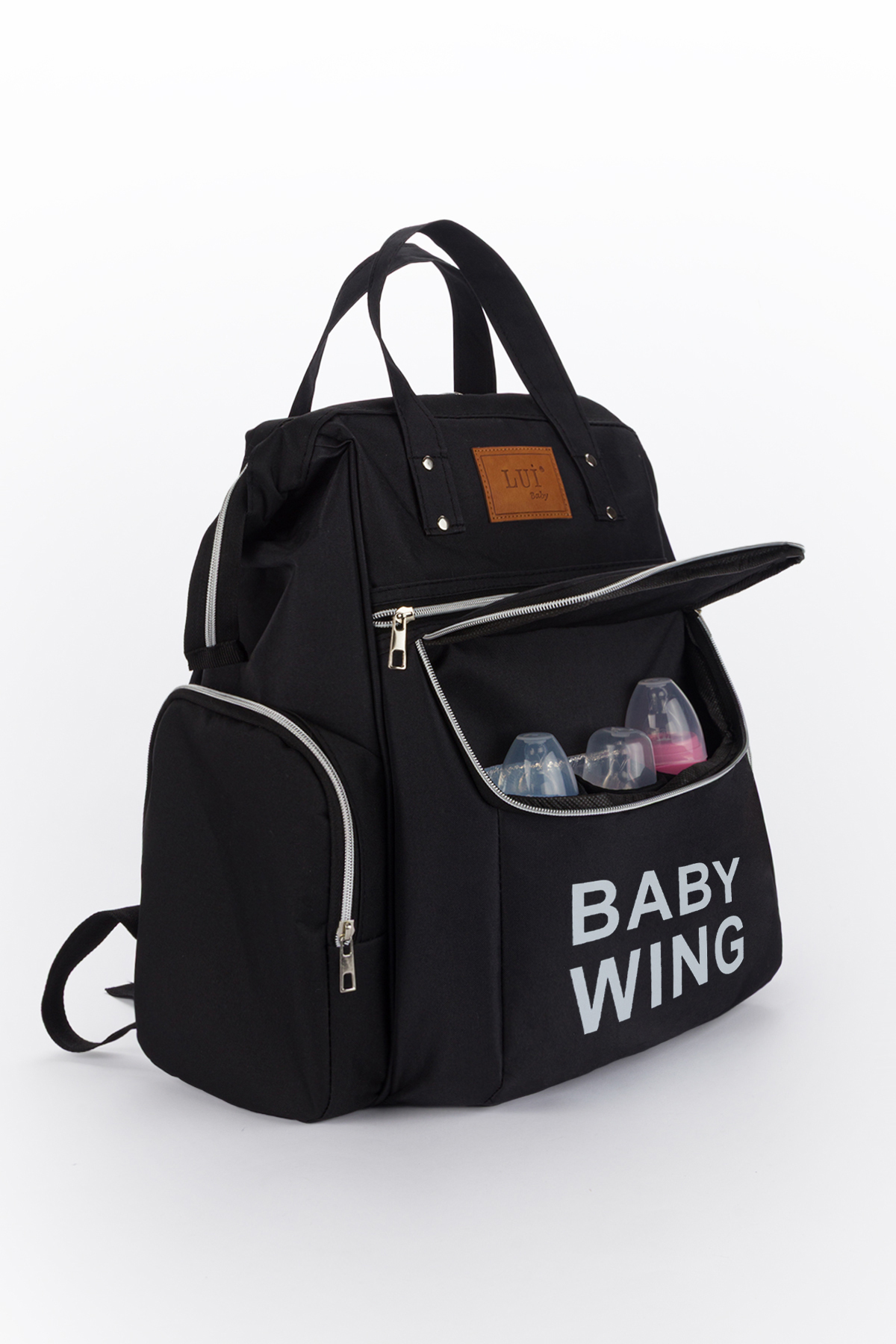 Yerli Baby Anne Bebek Bakım Sırt Çantası Termos Biberon Bölmeli ve Bebek Arabası Metal Askı Aparatlı Lüks Model fotoğrafı 3 (önizleme)
