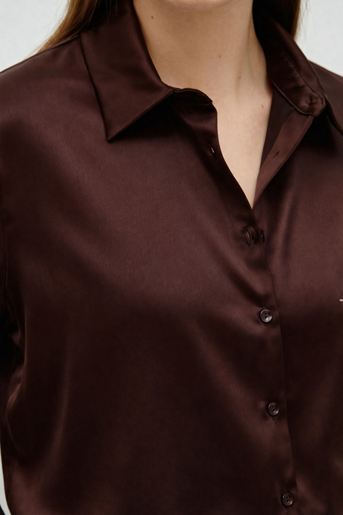 Ruby Wear  Kadın Saten Dökümlü Rahat Kalıp Günlük Gömlek - Görsel 2