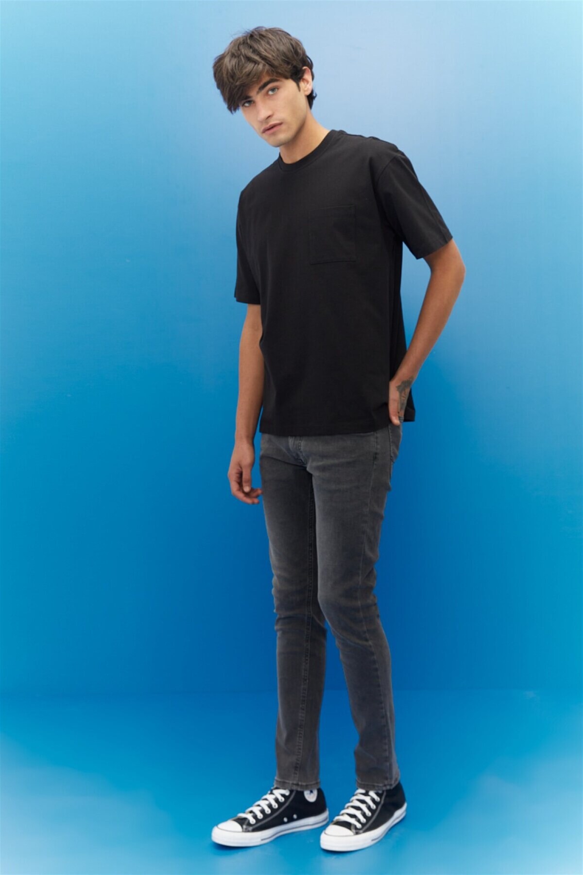 Lee  Luke Slim Tapered Dar Kesim Düşük Bel Antrasit Esnek Jean Kot Pantolon