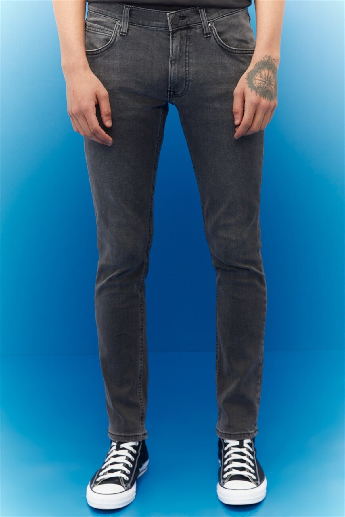 Lee  Luke Slim Tapered Dar Kesim Düşük Bel Antrasit Esnek Jean Kot Pantolon - Görsel 2