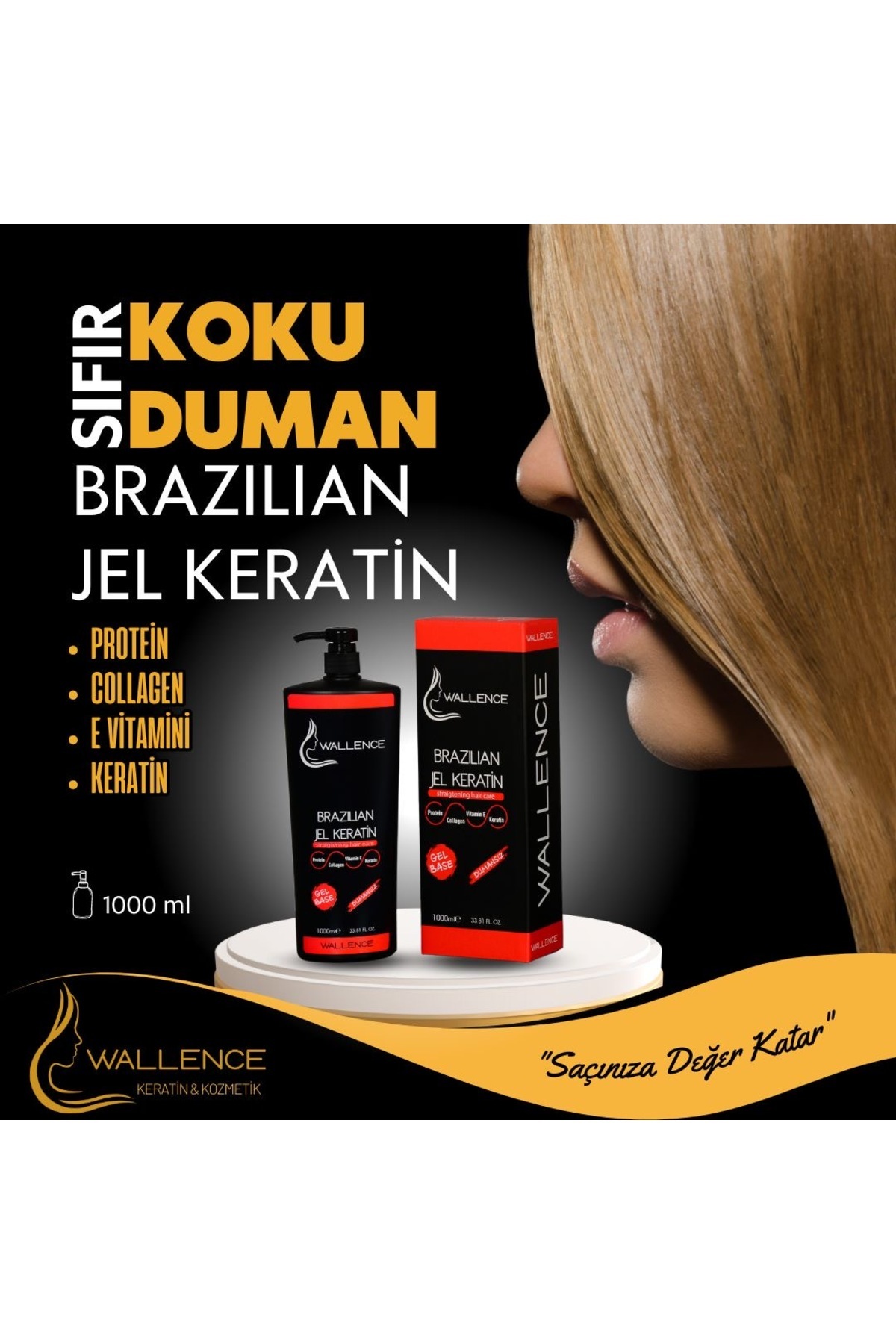 Damaged Hair Repairing Brazilian Gel Care Keratin 1000 ml Effect DKÜrün1154 — WallenceBrezilya1000. — تصویر 4 از 4