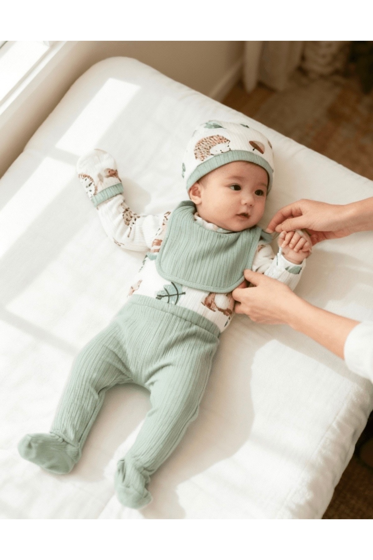 NEU KIDS Hastane Çıkışı 100% Pamuk Ayıcık Baskılı Yenidoğan 5li Set Bebek Kıyafeti fotoğrafı 3 (önizleme)