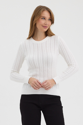Hateko Kadın Saf %100 Pamuk Beyaz Bisiklet Yaka Saç Örgü Triko Kazak – Örgü D...