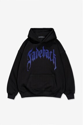 Fadeback Rhinestones Mavi Taşlı Fadeback Oversize Hoodie