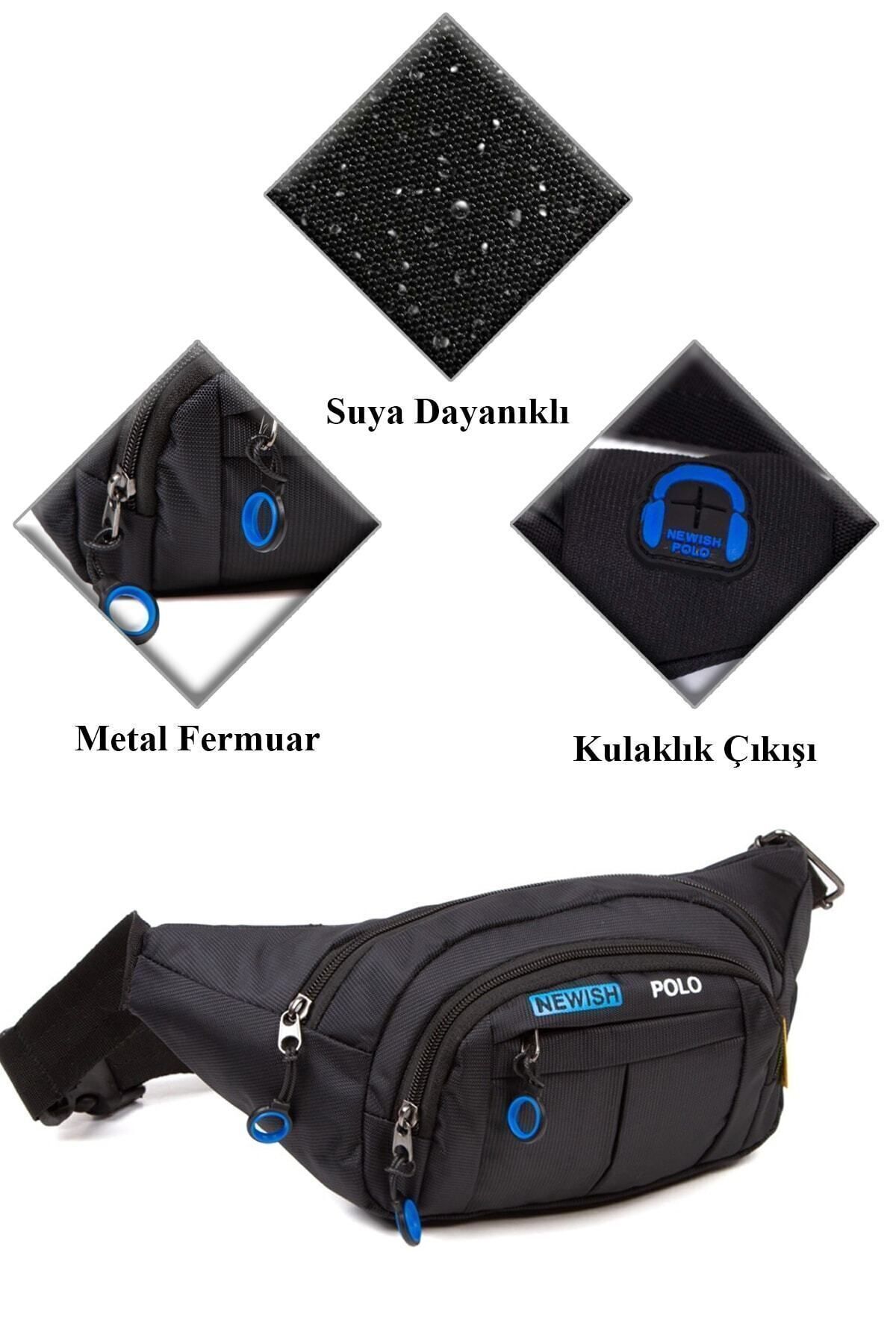Av A Dos Siyah Unisex Suya Dayanıklı Kulaklık Çıkış Çapraz Askılı Omuz Spor Bel Çanta Günlük Yürüyüş Outdoor görsel 3