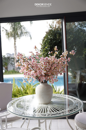 Dekorsende Yapay Kiraz Çiçeği Dalı Pembe 65 cm