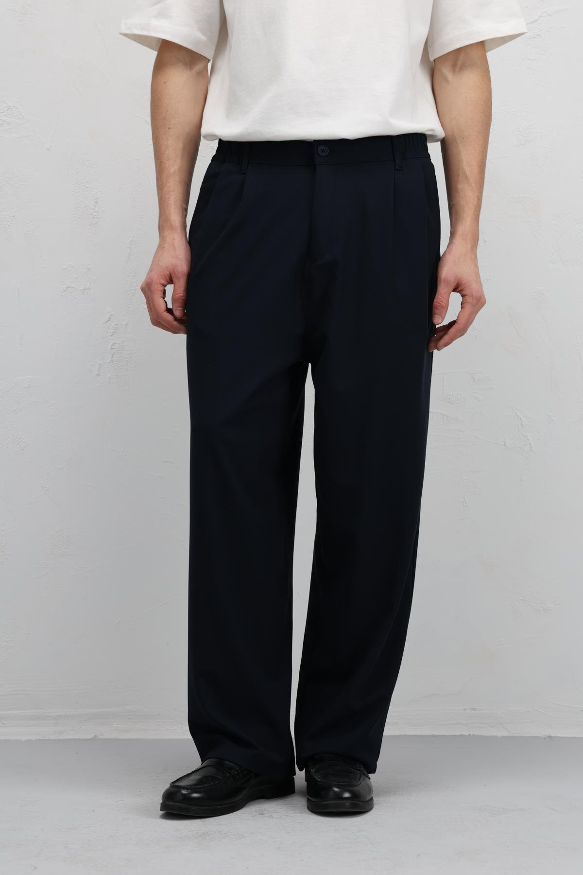 VAMOSCLO Baggy Fit Kumaş Pantolon Lacivert