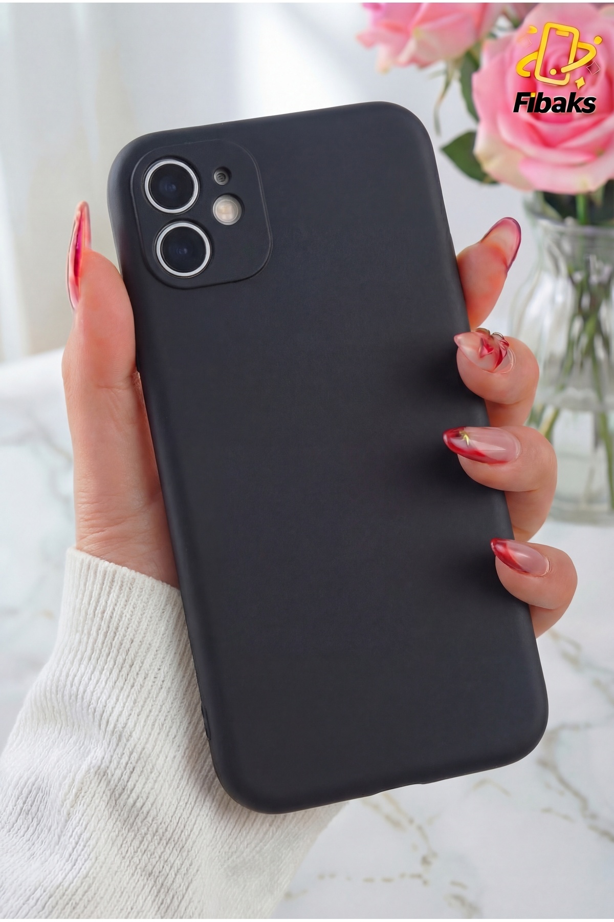 iPhone 12 Case Velvet Launch Soft Soft Liquid Silicone Camera Shielded Cover Black