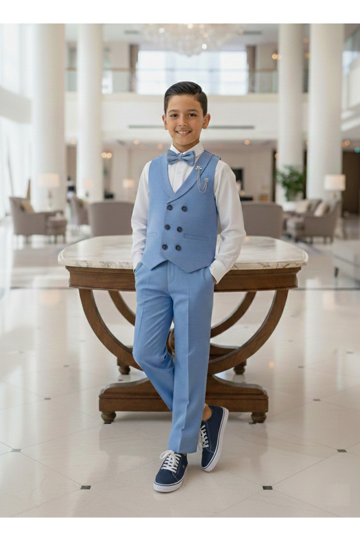 WENA KİDS Children's Vest Suit Shirt Set Blue
