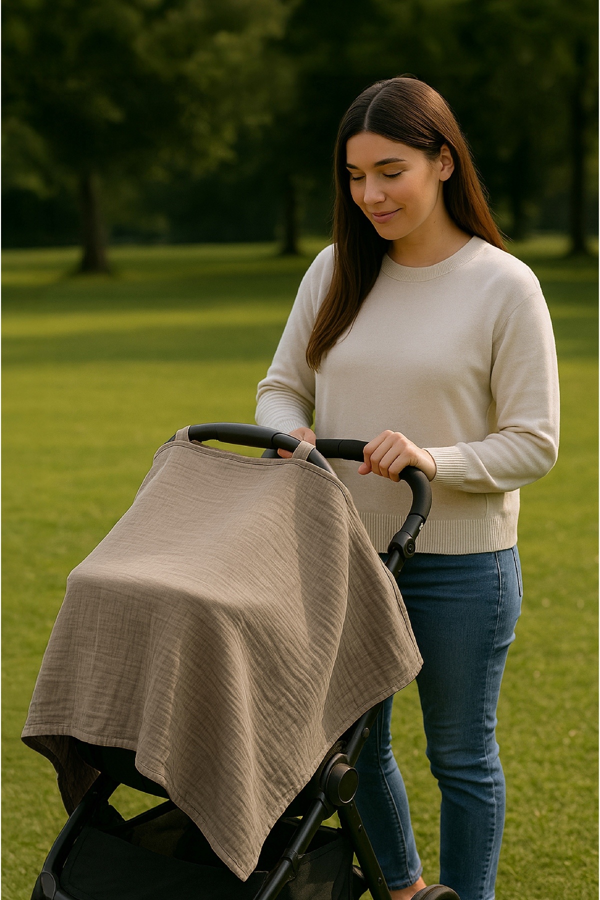 LUCKKA Balenli 2 Katlı Müslin Emzirme Önlüğü - EnÖnBej fotoğrafı 2 (önizleme)