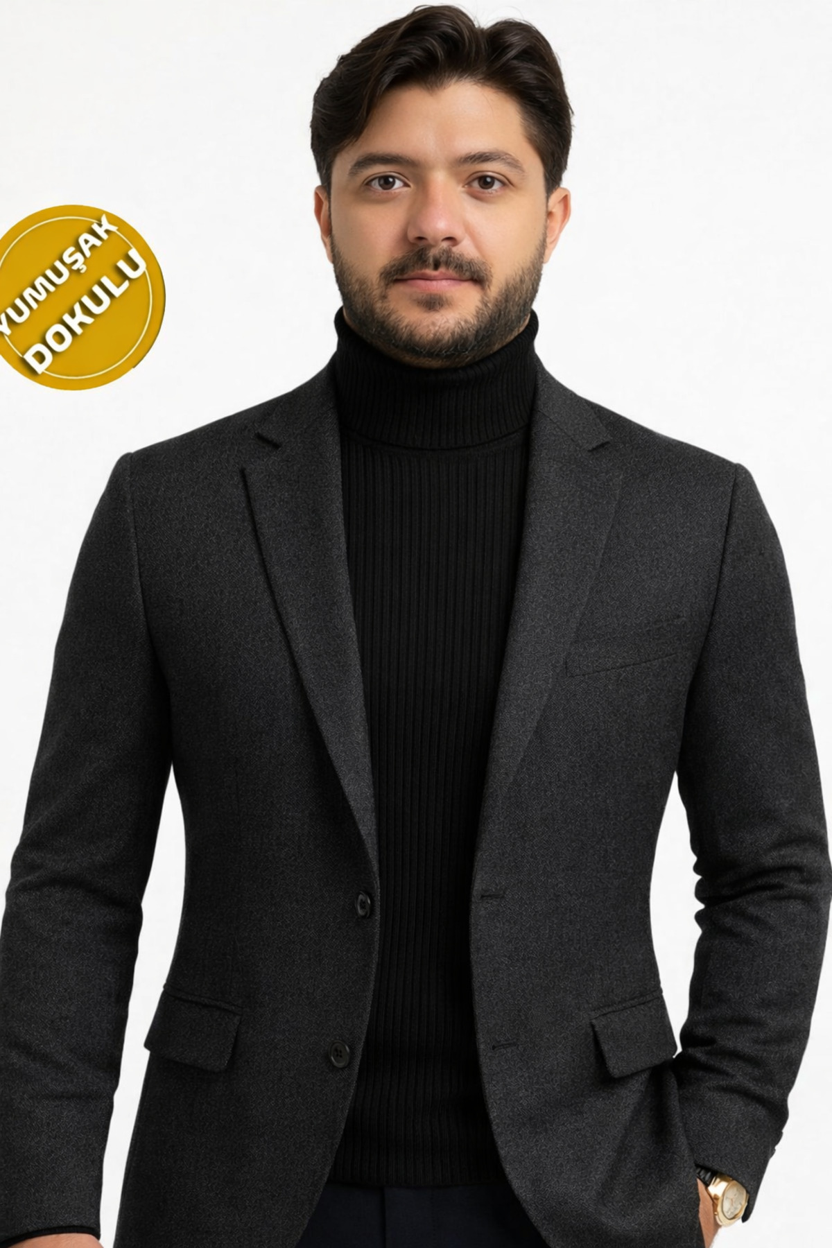 EMKA GİYİM  Erkek Balıkçı Yaka Kazak Erkek Tam Balıkçı Yaka Boğazlı Kazak - Görsel 2