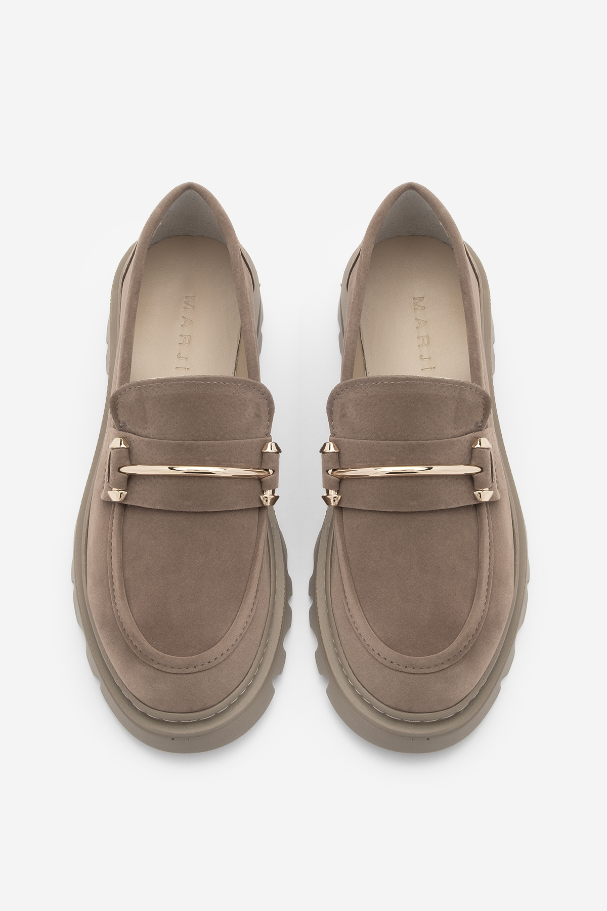 Marjin  Kadın Loafer Kalın Taban Zincirli Günlük Ayakkabı Zolez Vizon - Görsel 6