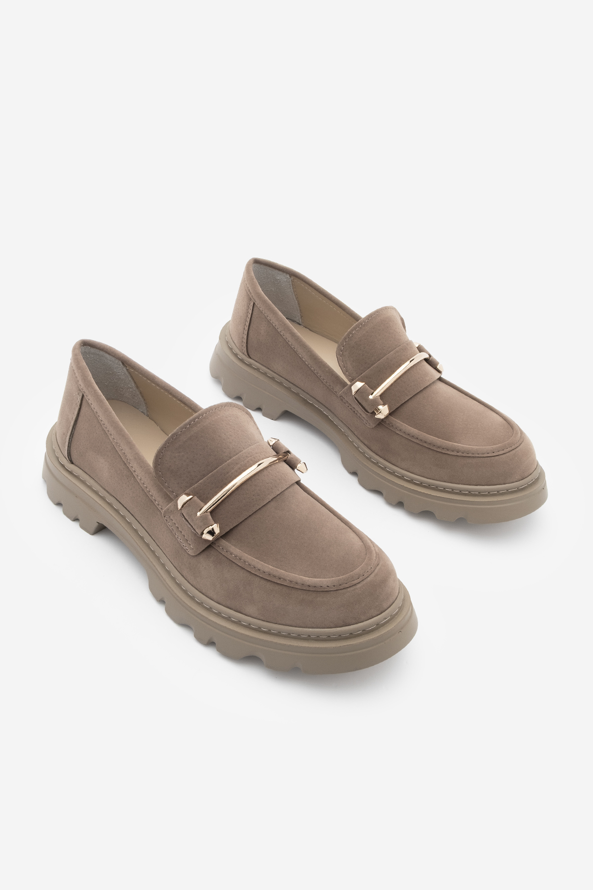 Marjin  Kadın Loafer Kalın Taban Zincirli Günlük Ayakkabı Zolez Vizon - Görsel 5