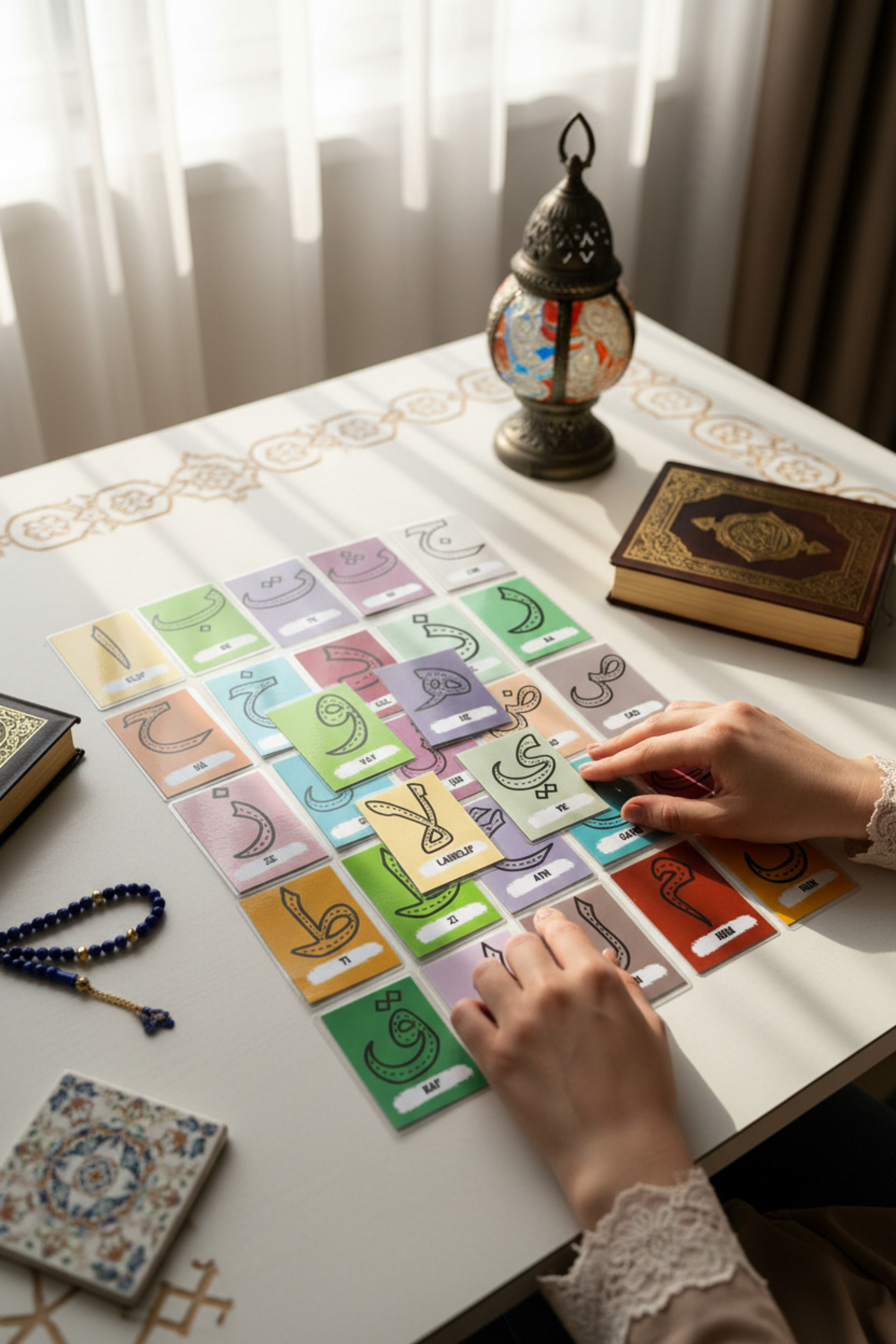 Renkli Zeka Arapça Harfleri Öğreniyorum (7x10) Elif Be Te Se Kartlari (Kalem Hediyeli) Elifba fotoğrafı 7 (önizleme)