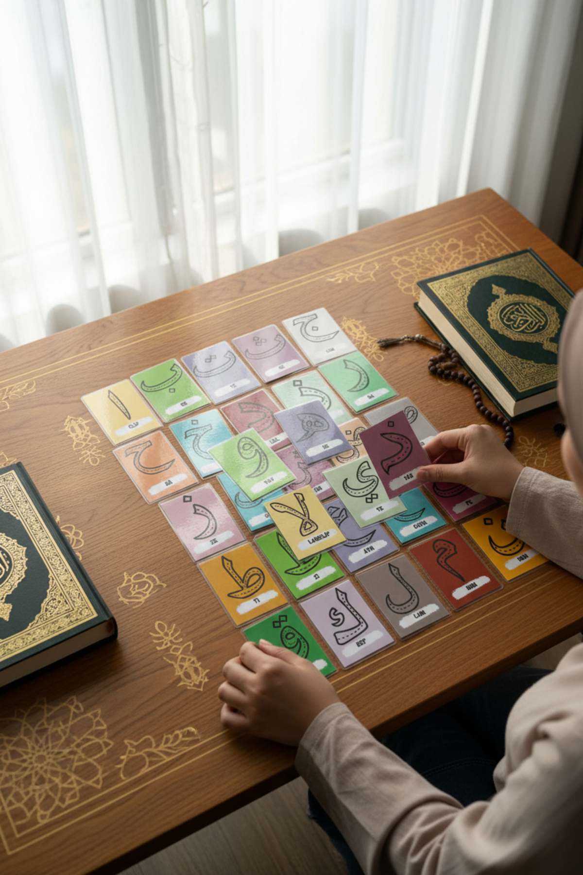 Renkli Zeka Arapça Harfleri Öğreniyorum (7x10) Elif Be Te Se Kartlari (Kalem Hediyeli) Elifba fotoğrafı 3 (önizleme)