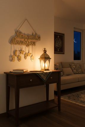 Tooall Hoş Geldin Ramazan Yazılı Dekoratif Duvar Süsü, Hoşgeldin Ramazan Süsl...