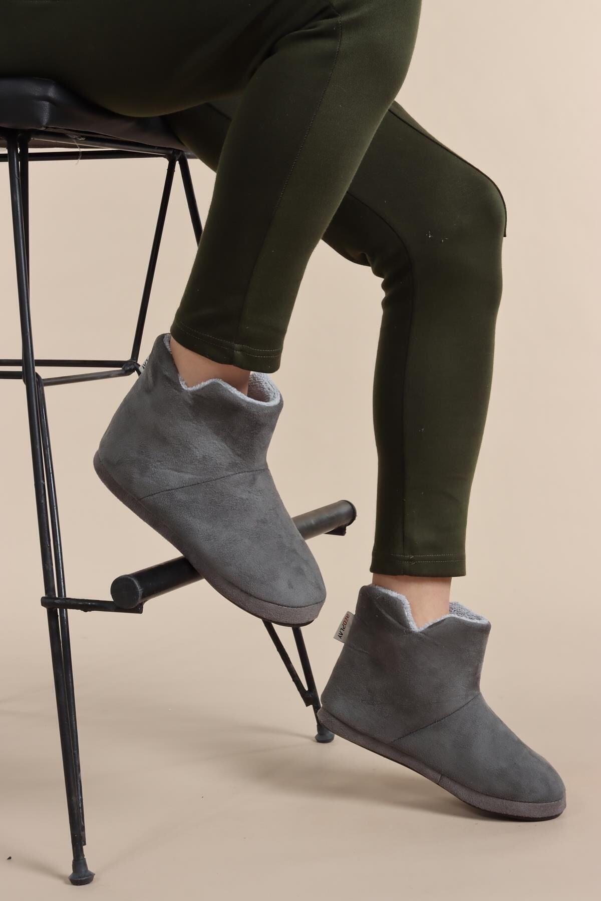 RedPlay Riva Shoes KAŞE Erkek Kışlık Panduf Ev Botu Ev Ayakkabısı Yumuşak Taban