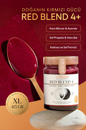 Apifarm Red Blend 415g XL - Kara Mürver Acerola Propolis Ham Bal Karışımı - D...