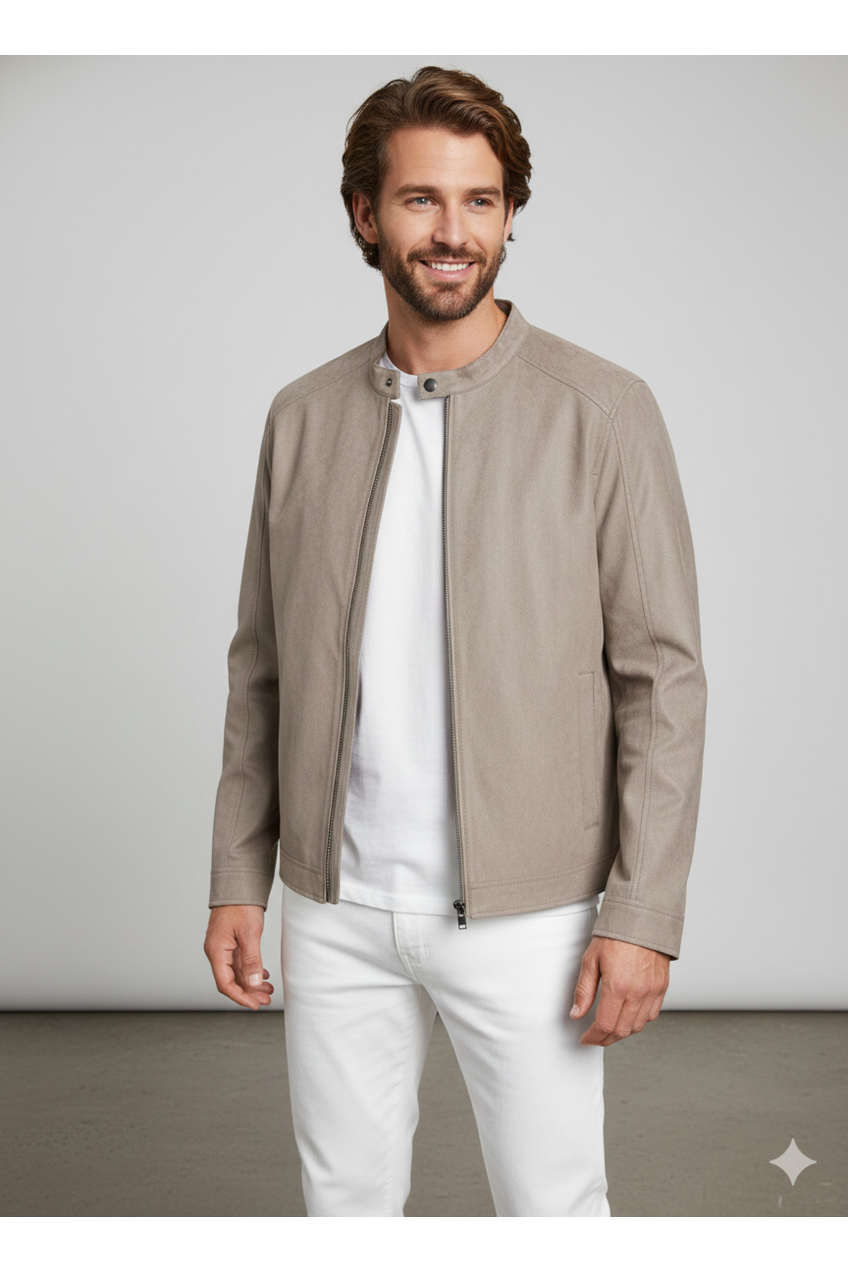 Jack & Jones  Jack&Jones Dylan Clean Erkek Kahverengi Bisiklet Yaka Ceket - Görsel 3