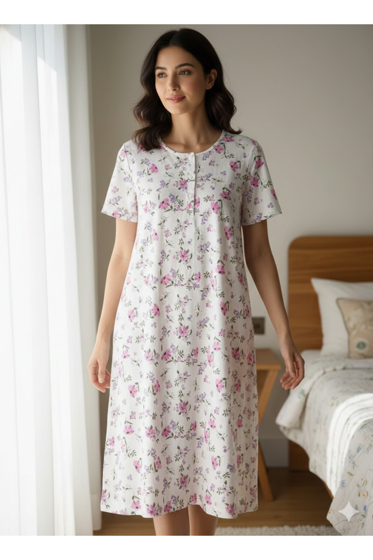 Pjs Pijama Kadın Desenli Patlı Gecelik