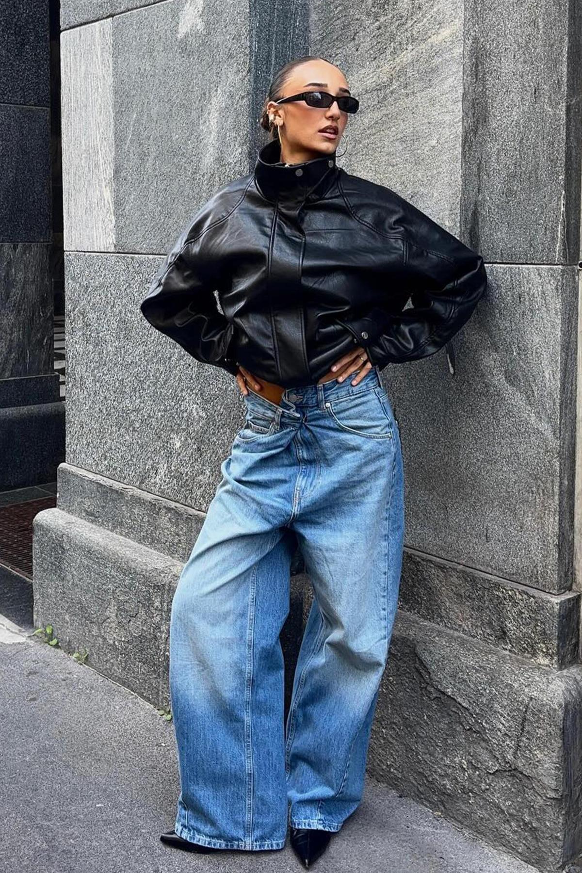 Oversize faux leather jacket