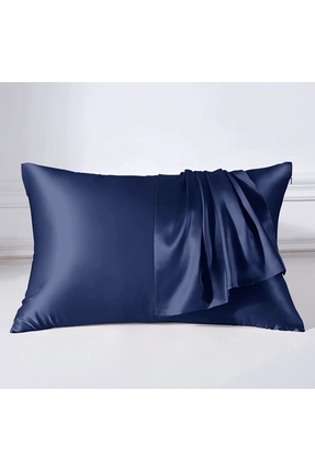 ZAVO Ipek Saf Ipek 2 Adet Yastık Kılıfı Italya Ipek Renk Lacivert