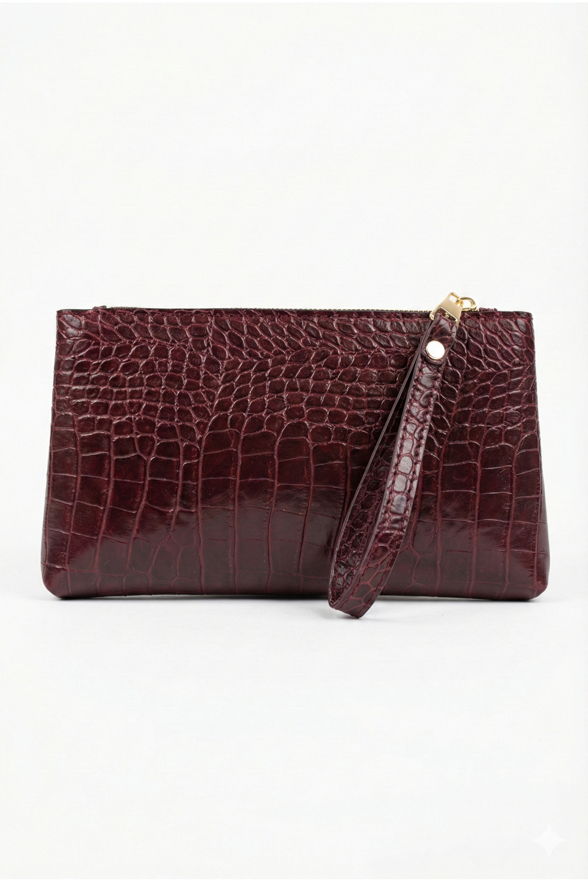 PurpleART Kadın Bordo Kroko Pörtföy El Çantası Croco görsel 2