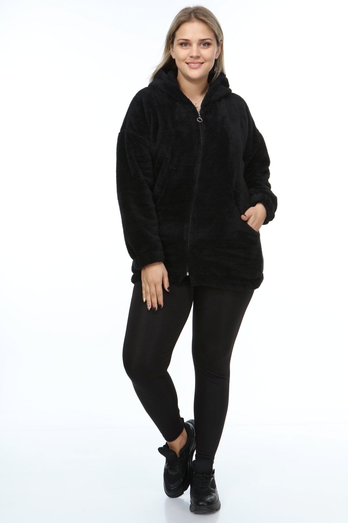 SENTEX  Kadın Siyah Welsoft Fermuarlı Hırka - Görsel 2