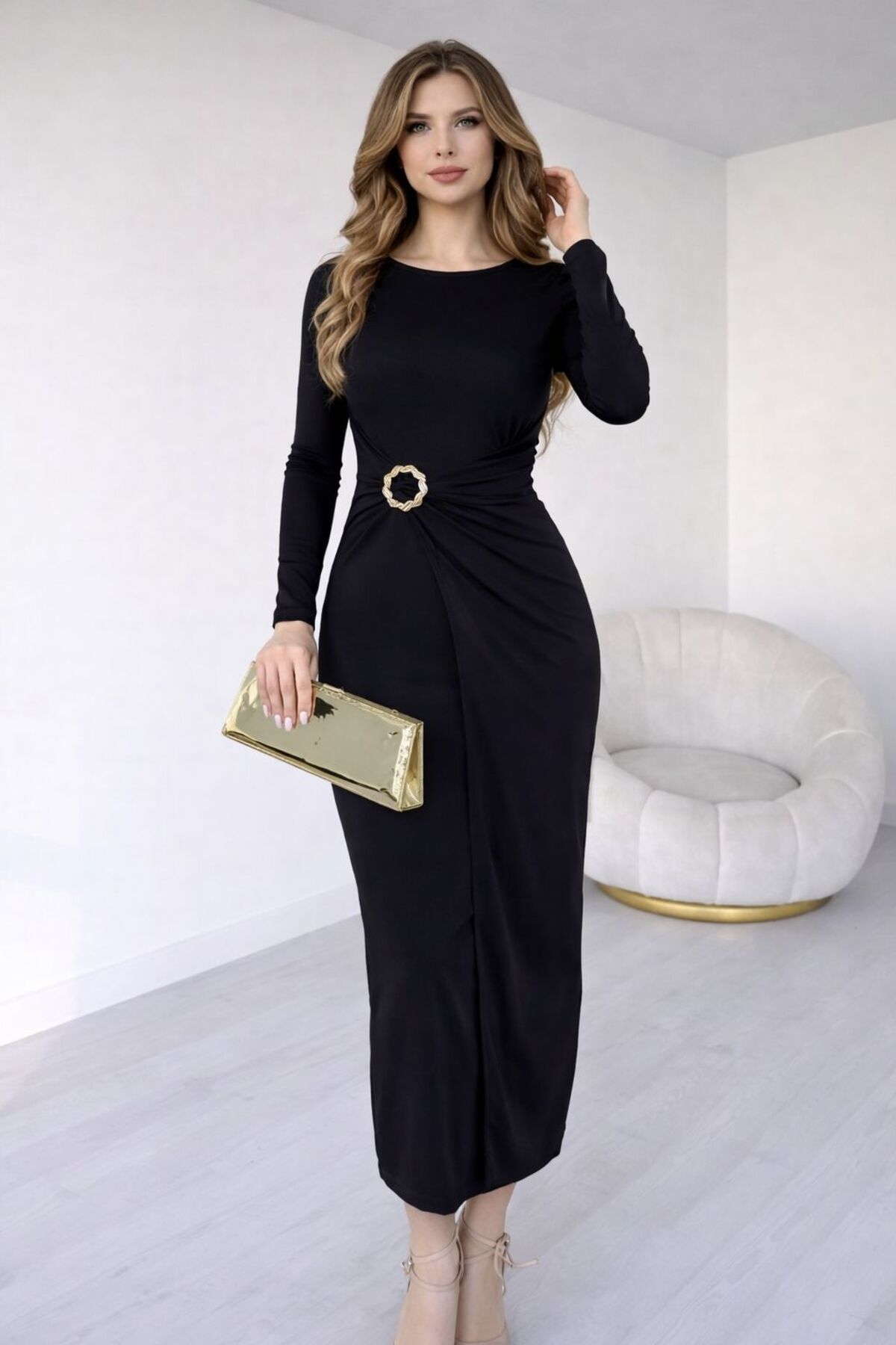 khar  MELONİ Aksesuarlı Sandy Elbise