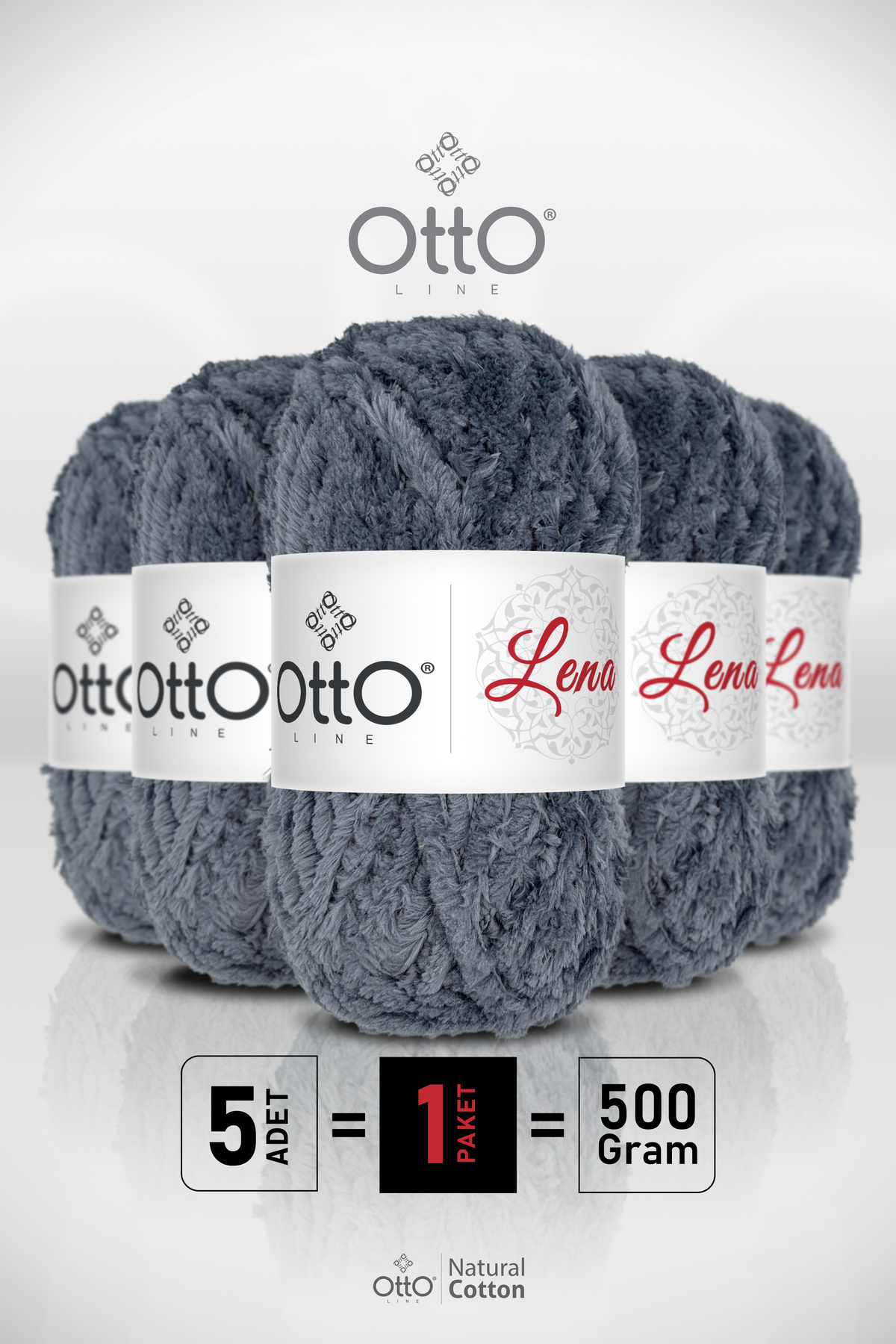 Otto Lena - Orta Gri - 5'li Paket - 100gr/75m - Foxfur Kürk İpi