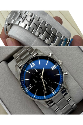 DEEPWELL İsimli Roma Rakamlı Erkek Kol Saati Metal Kordon Bileklik Hediyeli C...