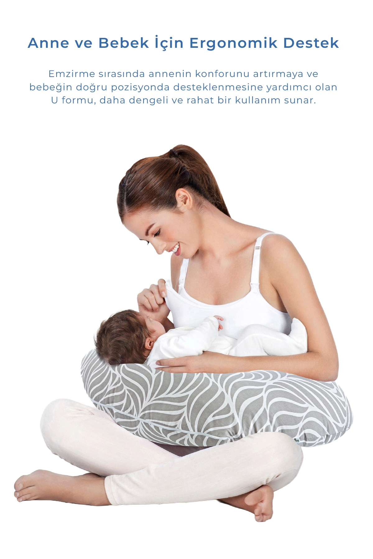 Babyjem Emzirme ve Destek Minderi Gri Yaprak fotoğrafı 2 (önizleme)