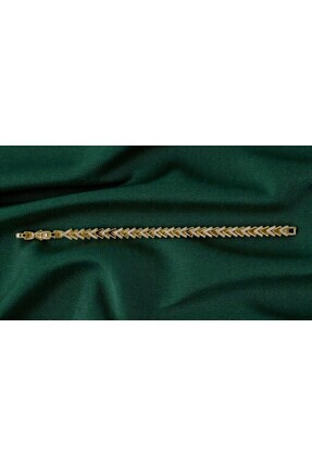 XUPİNGS JEWELRY Xuping Altın Kaplama V Formlu Taş Detaylı Günlük Şık Bileklik