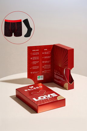 Bolero Sevgililer Günü'ne Özel Kutulu Erkek Boxer & Çorap Seti