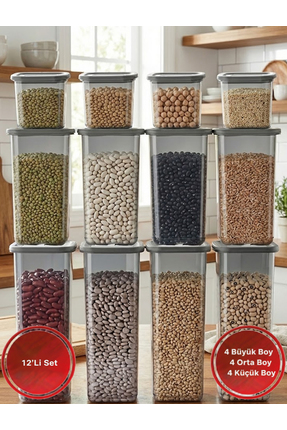 EFFE HOME 12'Li Set Premium Saklama Kabı (4 Büyük- 4 Orta - 4 Küçük)