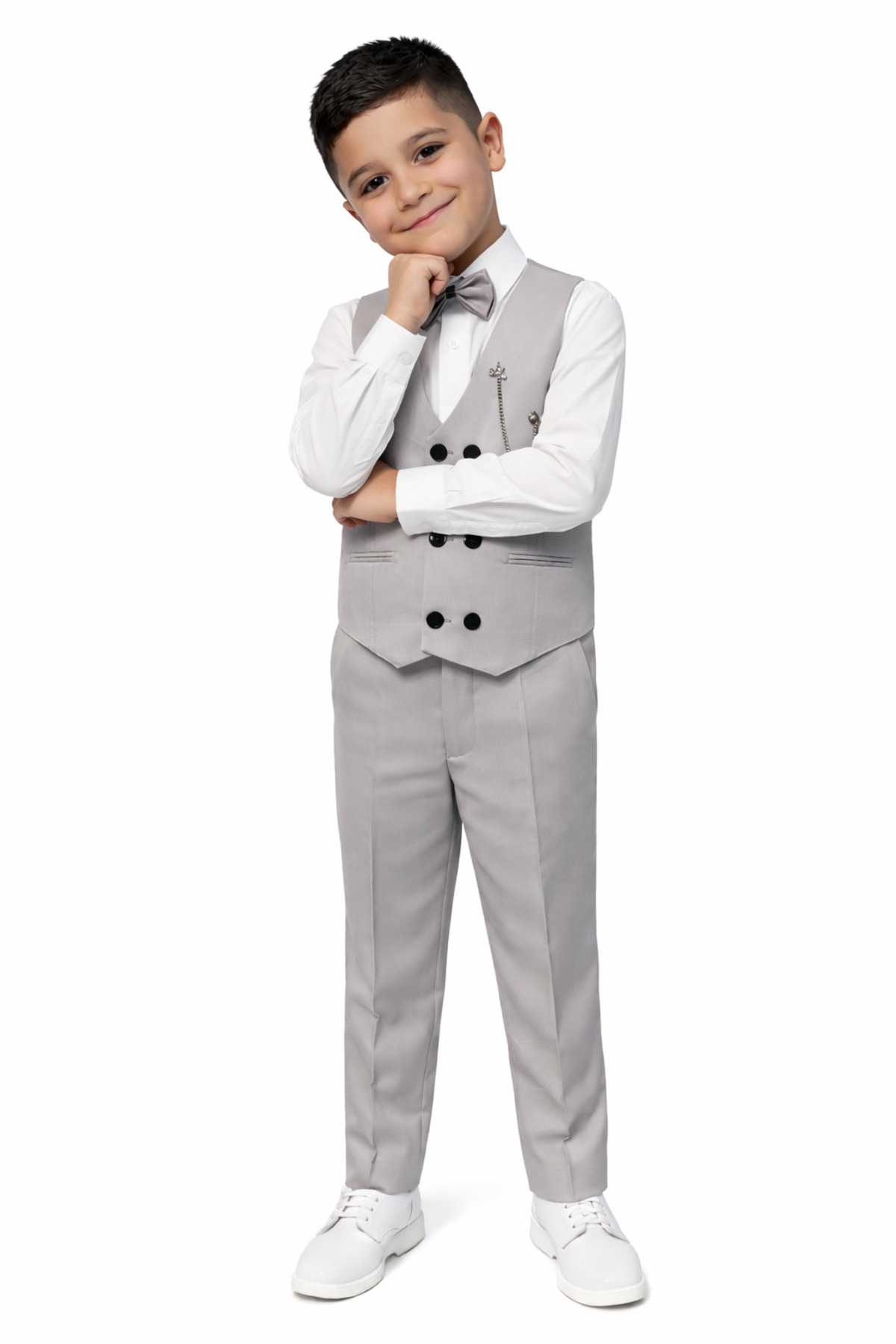 HAYTA Çocuk Yelek Takim Gömlekli Set 0-1yaş - 14yaş Gri fotoğrafı 2 (önizleme)