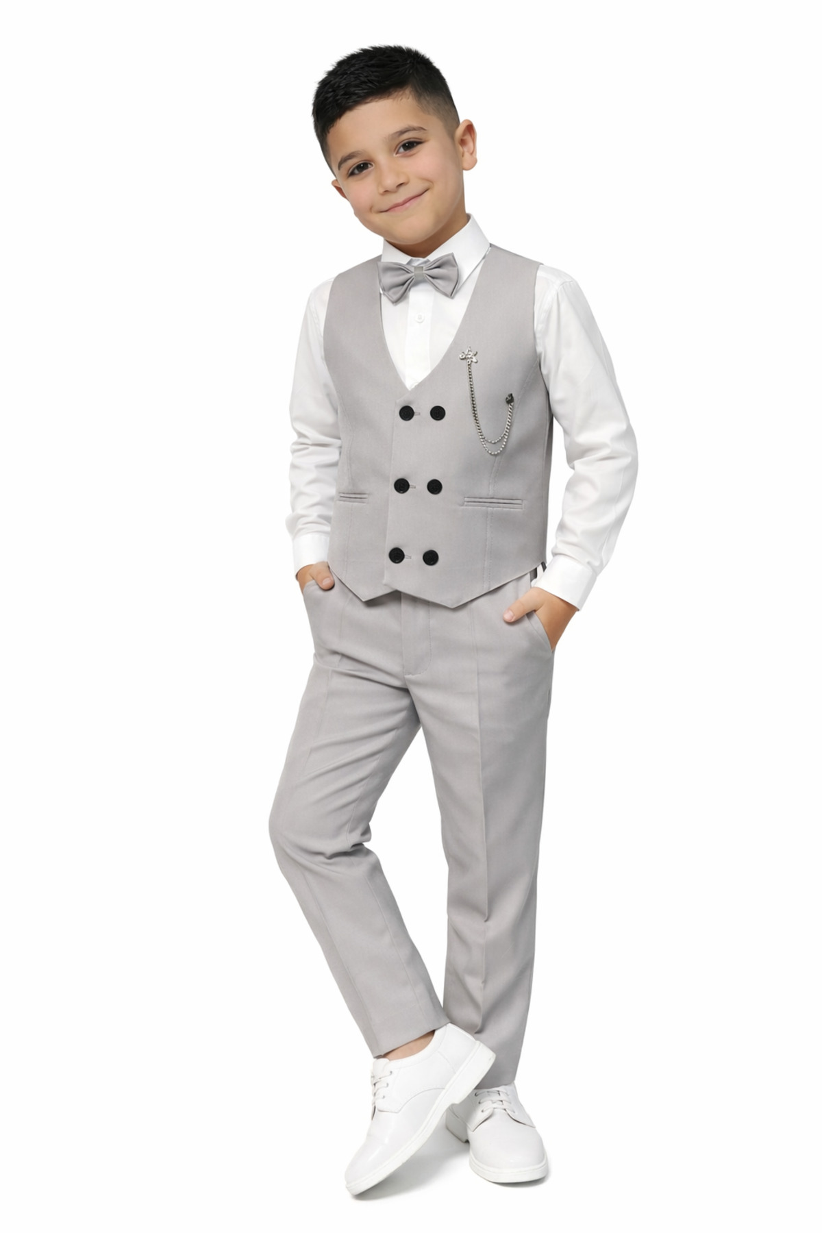 HAYTA Çocuk Yelek Takim Gömlekli Set 0-1yaş - 14yaş Gri fotoğrafı 3 (önizleme)