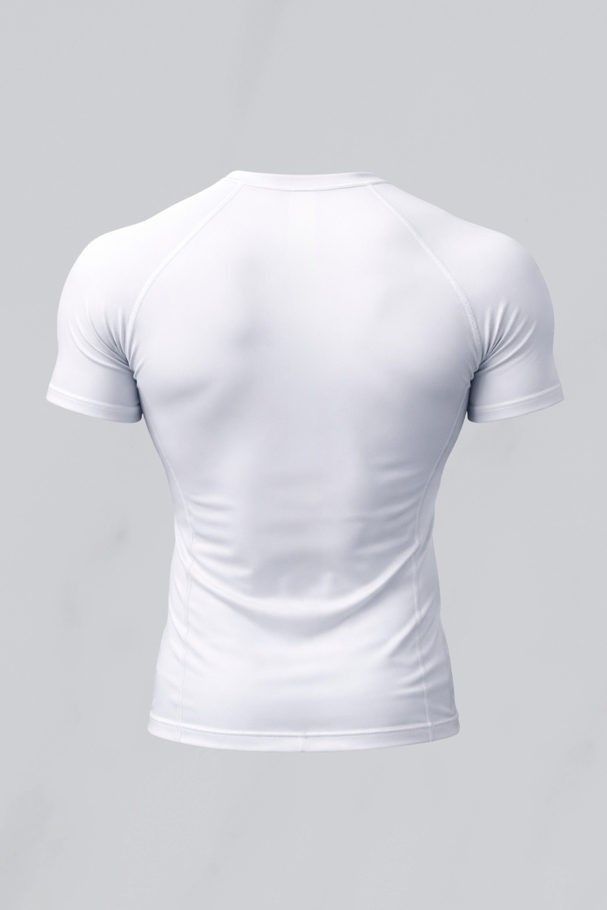 تي شيرت أبيض بدون طباعة ضيق على الجسم قماش قابل لل...
