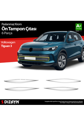 S Dizayn S-Dizayn VW Tiguan 3 Krom Ön Tampon Çıtası 6 Prç. 2024 Üzeri A+ Kali...