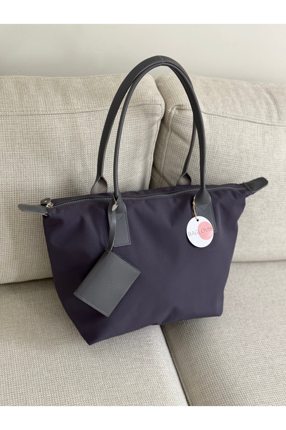 SHABBY FABRIC GREY WOMEN 'S SHOULDER BAG WITH CARD HOLDER EN42 BOY28